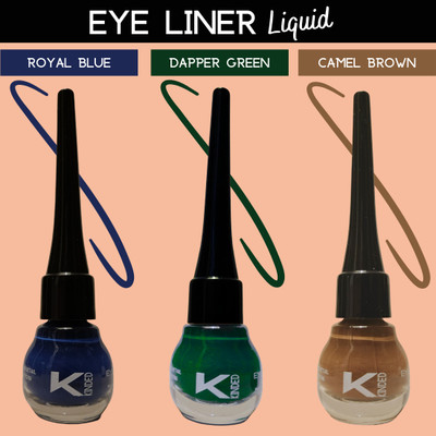 KINDED Matte Finish Insta Bold Look Soothing Colour Pigments Liquid Eyeliner Combo 15 ml(Royal Blue, Camel Brown, Dapper Green)