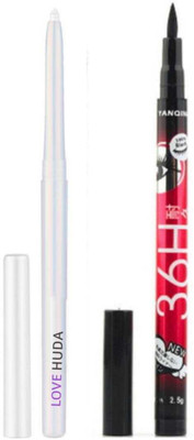 LOVE HUDA Professional Waterproof Sketch Eyeliner With Auto Kajal White 24 Hours Stay, 6 g(Black & White)