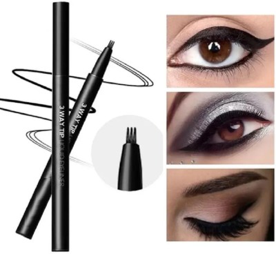 Latixmat 3 Tip Liquid Eyeliner Waterproof Multi Purpose Liner Pen 1.2 ml(Black)