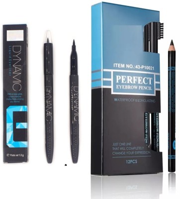 Facejewel Waterproof & Longlasting Eyebrow Pencil with Dynamic Sketch Eyeliner 10 g(Black)