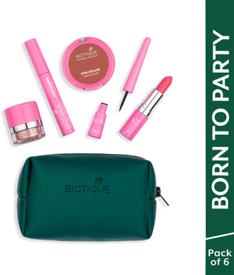BIOTIQUE Natural Makeup Born To Party Makeup Gift Kit In Pouch (Set Of 6) 25 G  (Black) For Rs. 184 @ 90 %