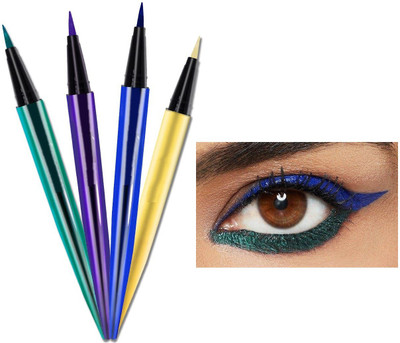 THTC Diamond Shiny Multi Color Eyeliner Pen for Long Stay & Smudge Proof 6 g(BLUE, GOLD, GREEN, PURPLE)