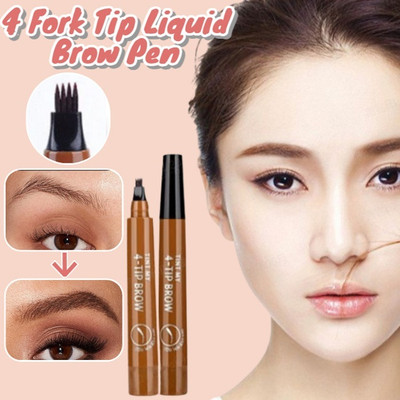 luzimaisa Eye brow Contouring Pencil Waterproof Eyebrow Pen 4 Micro 4Tip Applicator Brown 1 g(Brown)