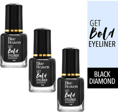 BLUE HEAVEN GET BOLD EYELINER WATERPROOF EYELINER 7M EACH PACK OF 3 21 ml(BLACK DIAMOND)