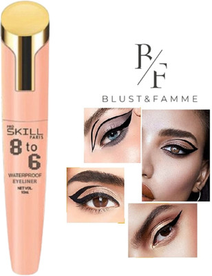 BLUST&FAMME Skill paris 8 to 6 eyeliner semi matte finish pack of 1 8 ml(Black)