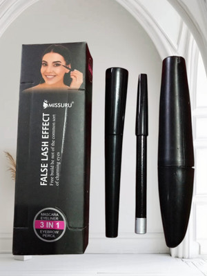 Deeparth 3in1 Combo of Waterproof Eyeliner, Mascara, Eyebrow Pencil -/ (pack of 1) 2.5 ml(Black)