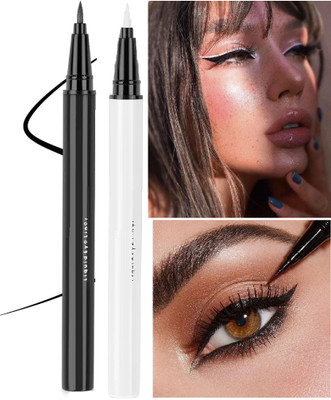 ADJD Sketch White & black Matte Finish Pen Smudge Proof Eyeliner 3 ml(white, black)