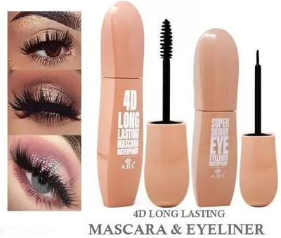 Trendy styler Long Lasting Waterproof 4D Eyeliner & 4D Mascara 18 ml pack of 2 18 ml(Black)