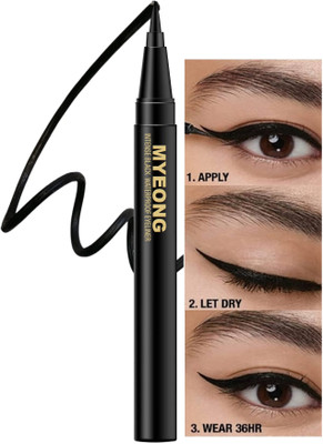 MYEONG Eye Liner Pen Quick Waterproof Long Lasting Drying No Blooming Eyeliner Pen 0.55 g(Jet Black)