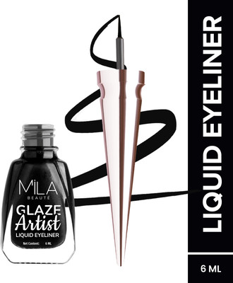 MILA BEAUTÉ Glaze Artist Liquid Eyeliner | Waterproof & Smudge-proof | Long Lasting Eyeliner 6 ml(Infinite Black)