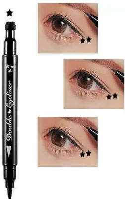 FRAILENO 2 IN 1 Eyeliner With Star Stamp Smudge Proof and Long Lasting 20 ml(BLACK)