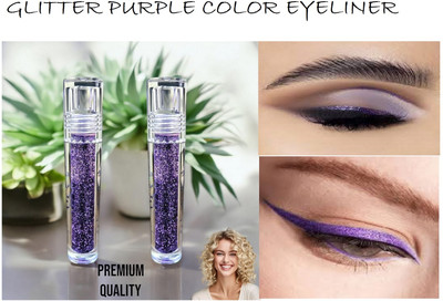 Luipui LIQUID SMUDGE PROOF GLITTER PURPLE COLOR EYELINER PACK OF 2 14 ml(PURPLE)