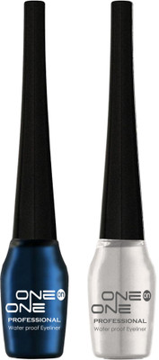 One on One Waterproof Eyeliner, Set of 2 | Long lasting Eyeliner, Smudge Proof Eye Makeup 10 ml(Multi-Color)