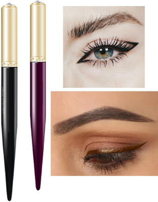 ADJD Shimmer Sparkles Liquid Black & brown Eyeliner for Long Lasting Stay 3 g(multi colour)