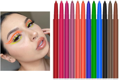 NADJA Girls 12 Color Eyeliner Set Matte Eyeliner Pencil Waterproof Colorful 4.2 g(MULTI COLOR)