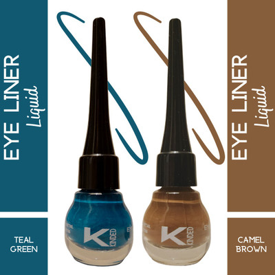 KINDED Matte Finish Insta Bold Look Soothing Colour Quick Drying Eyeliner Combo 5 ml(Teal Green, Camel Brown)