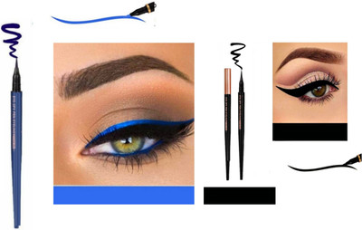 Three Elements Store long lasting quick dry waterproof smudge proof sketch eyeliner pen 8 ml(Blue, Black)
