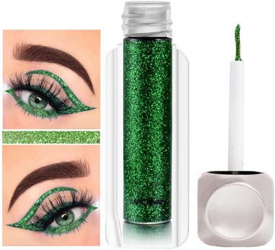 GABBU Green Color Liquid Eyeliner Metallic Shimmery Glitter Intense Pigment Eyeliner 3.5 ml(Green)