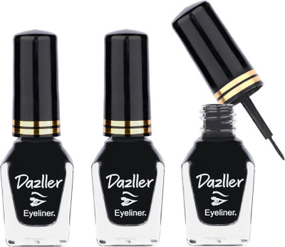 Dazller Washable Eyeliner(Pack of 3 X 6.5mL), Velvet Matte, Smudge proof,Water-resistant 19.5 ml(Black)