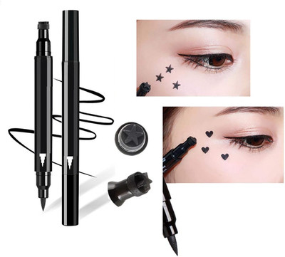 Sheny 2 in 1 Eyeliner Pen Waterproof with Makeup Star Shape Stamp 10 g(black)