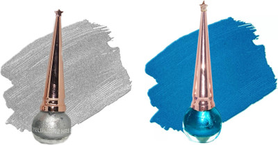 Bigwig silver,sky blue glitter eyeliner( pack of 2) 3 ml(silver, skyblue)