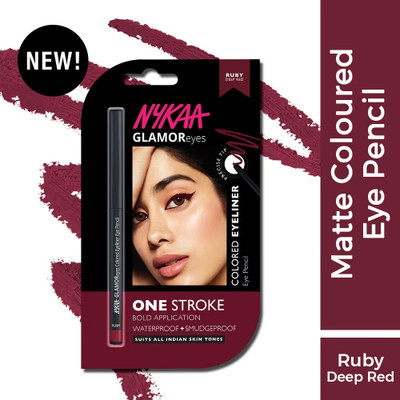 NYKAA ONE STROKE GLAMOReyes colored Eyeliner Ruby Deep Red 0.3g 0.3 g(Ruby)