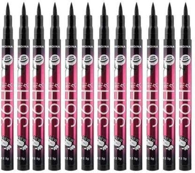 WEEPER Long Lasting And Waterproof 36H Jet Black Eyeliner Pen(Pack of 12) 10 ml(Black)
