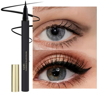 YAWI Felt Tip Liquid Eyeliner Pen High-Pigment & Buildable Colored Eyeliner 0.35 ml(Black)