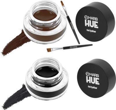 MARS 2 in 1 Black & Brown Water Proof & Smudge Proof 24hrs Gel Eyeliner 6 g(Jet Black and Brown)