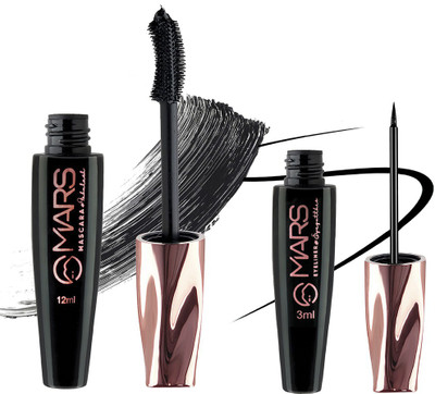 MARS 4 In 1 Fabulash Mascara & Eyeliner, (M01-EL01) With Lilium Hand Cleaser 15 ml(Black)