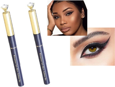 REIMICHI Waterproof & Long Stay Soft-matte Jet Black Eyeliner Pen combo 2.4 g(BLACK)