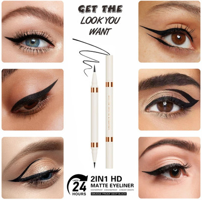 MYEONG 2-In-1 HD Matte Eyeliner Precision Perfection In Every Stroke 2.5 g(Black)