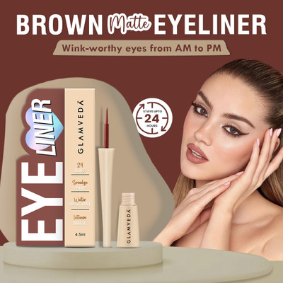 GLAMVEDA Super Matte Liquid Eyeliner Intense Brown | 24 hour Long stay | Quick Drying 4.5 ml(Brown)