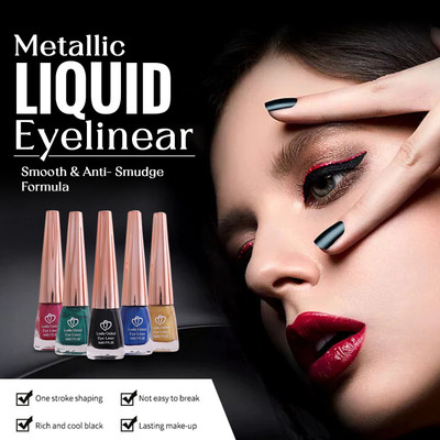 Looks United Metallic Long Lasting Intense Single Stroke Fashion Eyeliner Pack Of 3 15 ml(Metallic Admiral Blue, Coal Black, Metallic Brunette Brown)