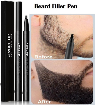 manasona Beard pencil filler,Sweat Proof Beard Eyebrow Pencil Repair Beard Shape(Black)