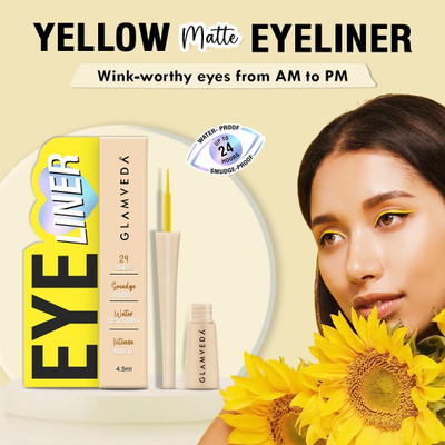 GLAMVEDA Super Matte Liquid Eyeliner Intense Yellow | 24 hour Long stay | Quick Drying 4.5 ml(Yellow)