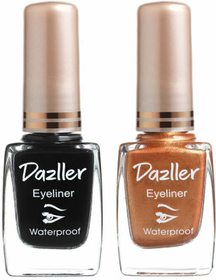 Dazller Eyeliner Waterproof - (Pack of 2), 9.5 ml(Black & Bronze)