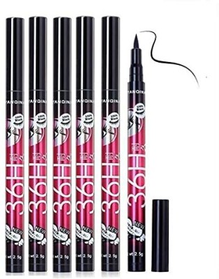 BEGGIE Soft Feel All Day Waterproof Liquid Eye Liner Pen [ Pack of 6 Items ] 15 ml(multicolor)