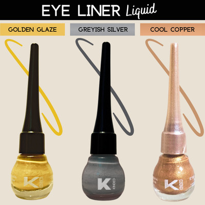 KINDED Liquid Eye Liner Combo Insta Bold Look Soothing Colour Pigment Precise Tip Each 5 ml(Metallic Golden Glaze, Metallic Greyish Silver, Metallic Cool Copper)