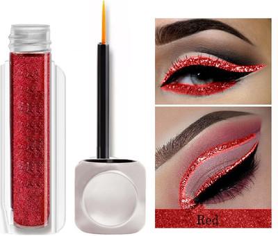 GULGLOW99 Glitter Liquid Eyeliner Long Lasting Waterproof Shimmer Eyeliners 3.5 g(RED)