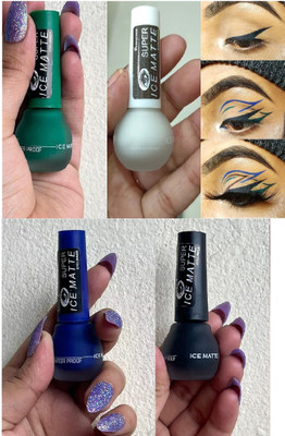 tanvi27 New Water Proof & Smudge proof Ice Matte Blue & White & Green & Black liner 8 ml(Green & Blue & White & Black)