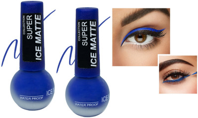 tanvi27 Water Proof & Smudge proof Ice Matte Royal Blue Liquid Eyeliner Set of 2 4 ml(Royal Blue)