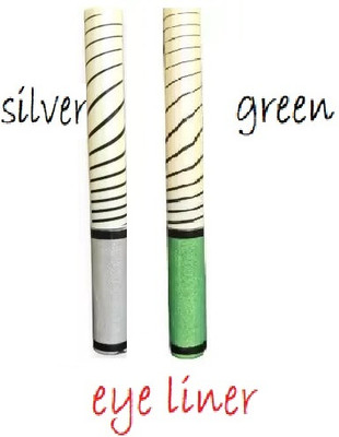 Luipui best trending silver eye liner and green eye liner pack of 2 10 ml(SILVER, GREEN)