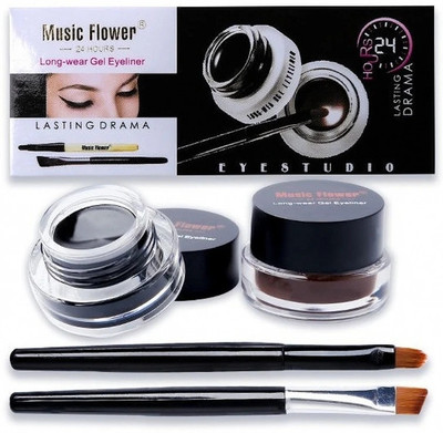 Music Flower Black Brown 24 Hour Stay Gel Liner 6 g(BLACK AND BROWN)