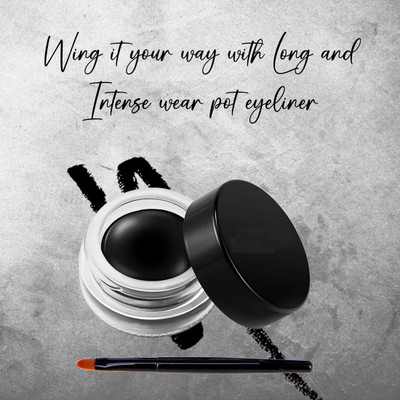 BLUEMERMAID Black Gel Eyeliner Set with Brush Waterproof and Smudge-proof Formula 5 g(Black)