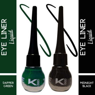 KINDED Matte Finish Insta Bold Look Soothing Colour Pigments Liquid Eyeliner Combo 10 ml(Midnight Black, Dapper Green)