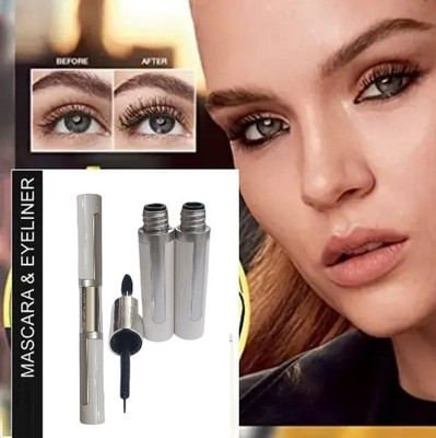Sheny 2 in 1 Mascara + Black Eyeliner Pack - 1 Smudge & Waterproof Stay 18Hrs 12 ml(black)