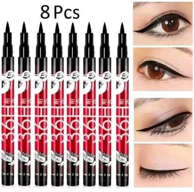 Limandro Professional 36H pencil waterproof eyeliners combo pack of 8pcs... 100 g(black)