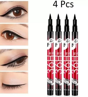Earthcon Waterproof BLACK Sketch pen eyeliner (Pack of4) 12 ml(Black)