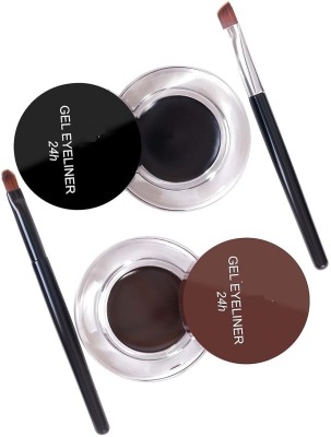 HUZURLU 24 Hours Gel Eyeliner 2x colour Black & Brown Long wear Smudge-proof Eyeliner 8 g(BLACK AND BROWN)